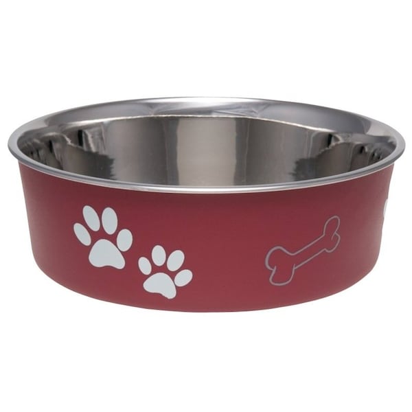 Loving Pets Pet Feeding Bowl, XL, 72 oz Volume, Polyresin/Stainless Steel, Merlot 7415XLM - main
