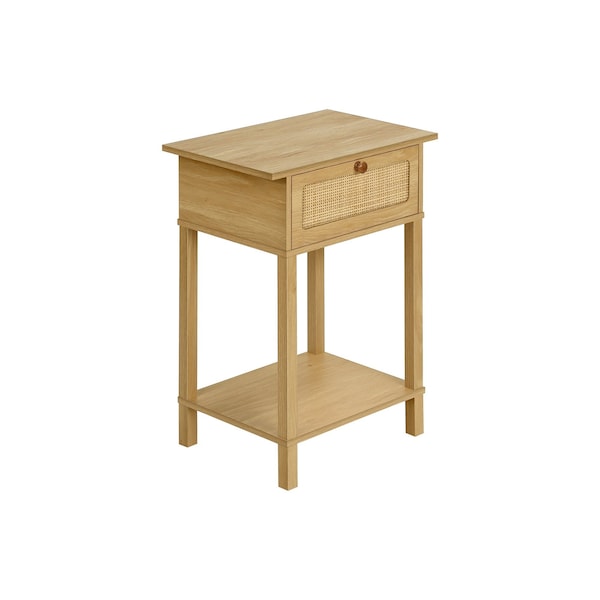 Monarch Specialties Accent Table, 2 Tier, Nightstand, Side Table, Storage Drawer, Natural, Transitional I 3842 - main
