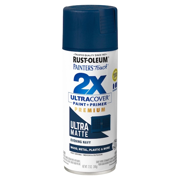 Rust-Oleum Spray Paint, Evening Navy, Matte, Solvent, 12 Oz 331183 - main