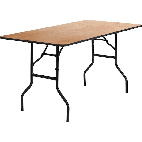 Flash Furniture Rectangle Folding Table, Wood Top, Wood Grain YT-WTFT30X60-TBL-GG - main