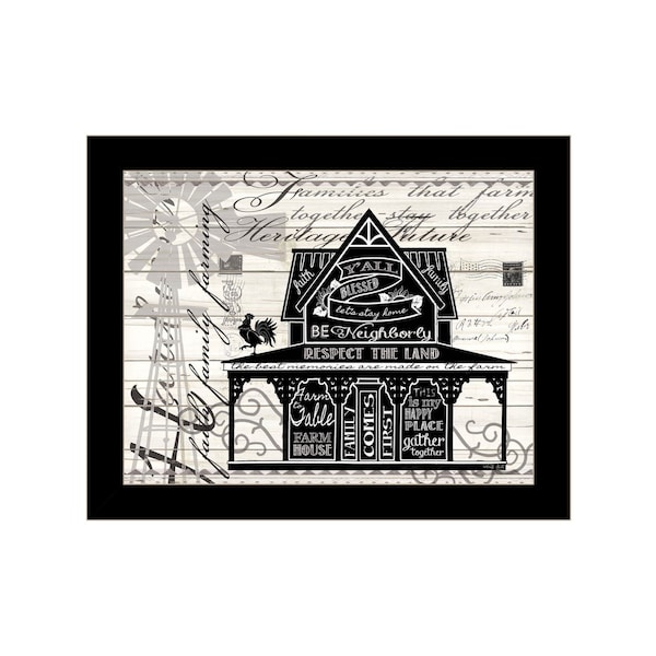 Homeroots Y'ALL BLESSED FARMHOUSE Black Framed Print Wall Art 529765 - main