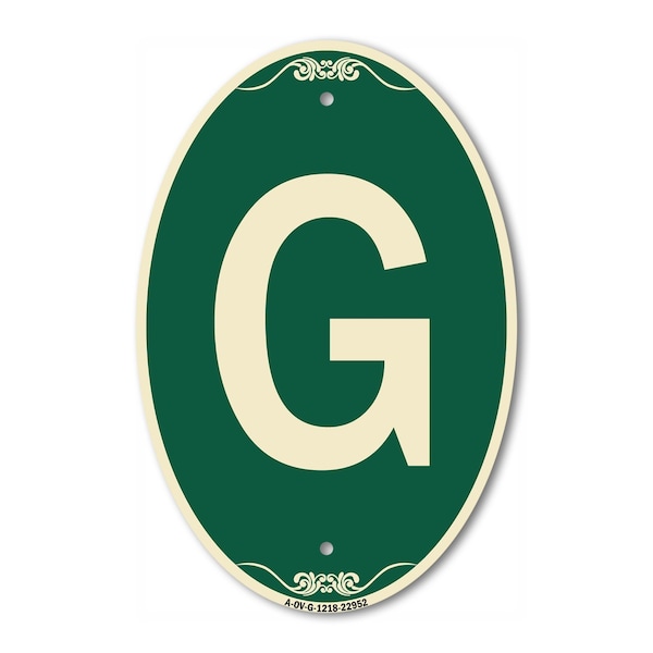 Signmission Letter G, 12 Inch X 18 Inch Architectural Oval, Heavy Gauge Aluminum A-OV-G-1218-22952 - main