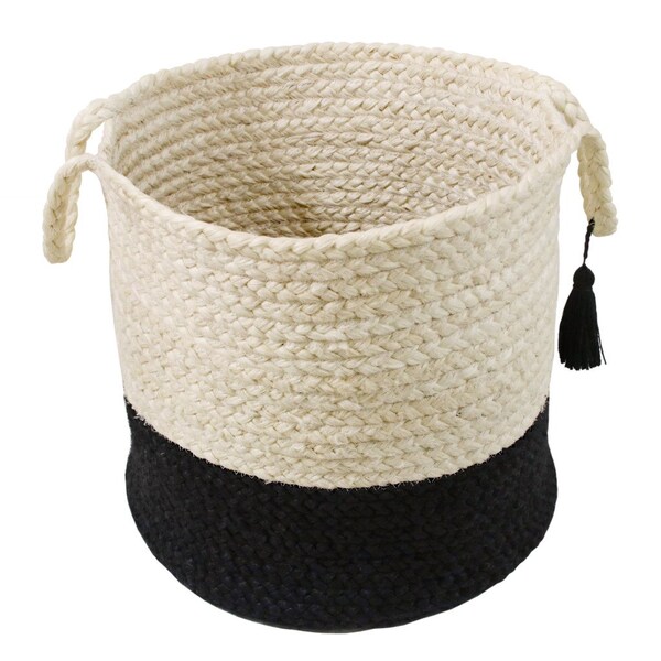 Homeroots 17" White Jute Basket 704895 - main