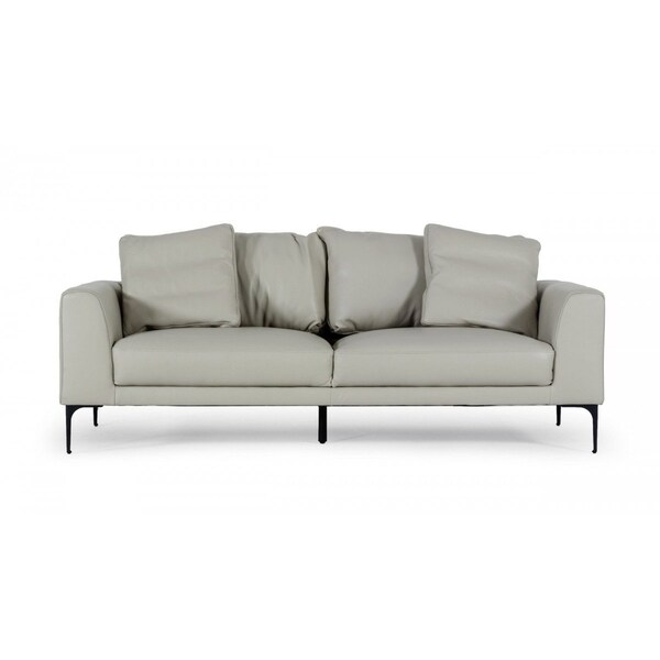 Homeroots 87" Gray Genuine Leather Sofa With Black Legs 480918 - main