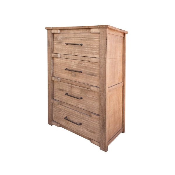 Homeroots 36" Natural Solid Wood Four Drawer Chest 524615 - main