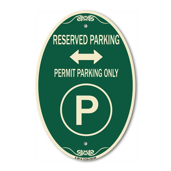 Signmission Reserved Parking - Permit Parking Only with S, 12 In X 18 In Architectural, Heavy Gauge Aluminum A-OV-G-1218-23146 - main