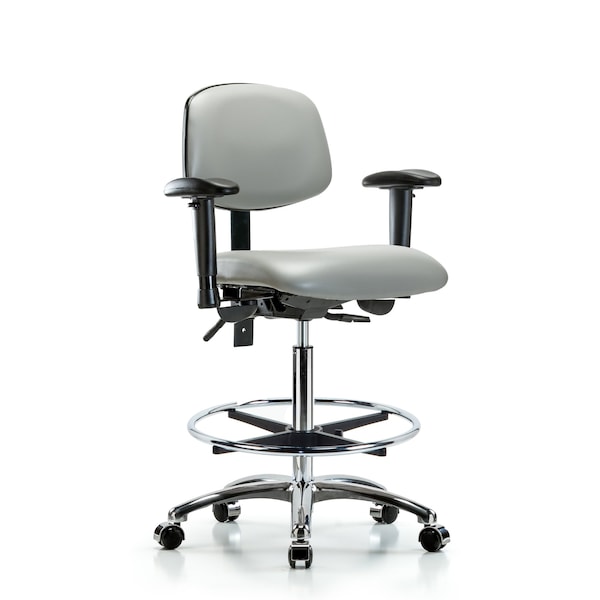 Blue Ridge Ergonomics High Bench Chair Chair, Vin, Hi Ben, Chr Tilt AA CF Cast, Dov, Adjustable Arms, 26" to 35-1/2" Height BR-VHBCH-CR-T1-A1-CF-CC-8567 - main