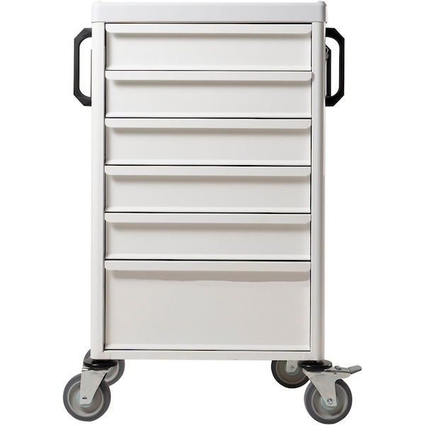 Global Industrial Medication Cart with 6 Drawers and Metal Dividers, White 615247 - main