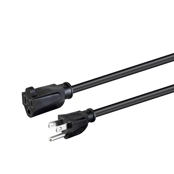 Monoprice SJTW Extension Cord, 14 AWG, Indoor, 14/3, 1 Outlets, 5-15R, Black, 5-15P, 3 ft 35046 - main