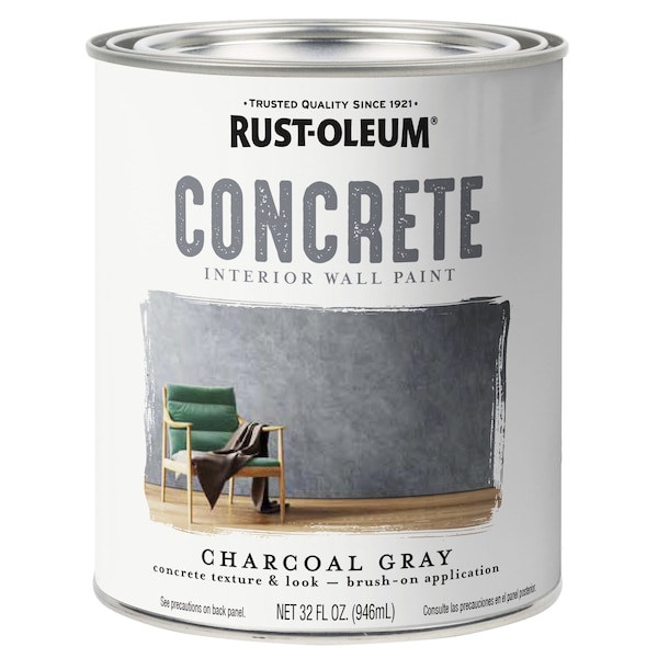 Rust-Oleum Concrete Interior Wall Paint, Charcoal Gray, Textured, 1 Qt 379906 - main