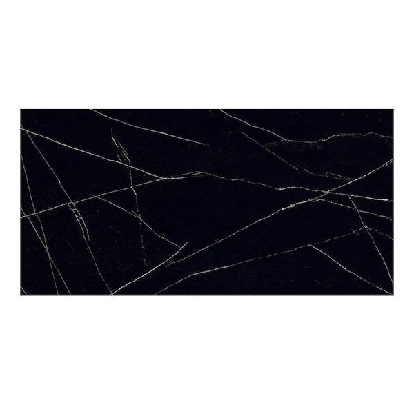 Apollo Tile 23.6in x 47.2in Polished Black Marquina Porcelain Wall and Floor Tile 15.5 sq ft/case, 2PK AR88MARQ2448A - main