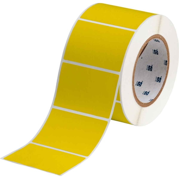 Brady Weather Resistant Polyester Outdoor Labels 2 in H x 3 in W Yellow 1000/RL THT-19-8591-1-YL - main