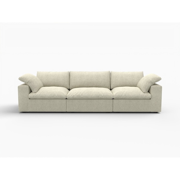 Homeroots Khaki Linen Blend Modular Rectangular Three Piece Sectional 714575 - main
