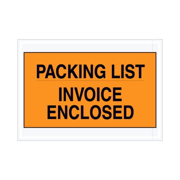 Zoro Select Packing List Envelopes, Orange, PK1000 PL419 - main