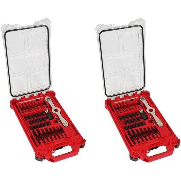 Milwaukee Tool 76PC Metric & SAE Tap & Die PACKOUT Sets w/ Hex-LOK 2-in-1 Handle 48-22-5603+49-22-56-04 - main