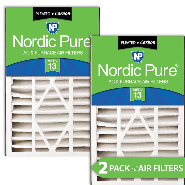 Nordic Pure 16x25x5 Plus Carbon Pleated Air Filter, High Capacity, MERV 13, 2 PK 16x25x5ABM13+C-2 - main
