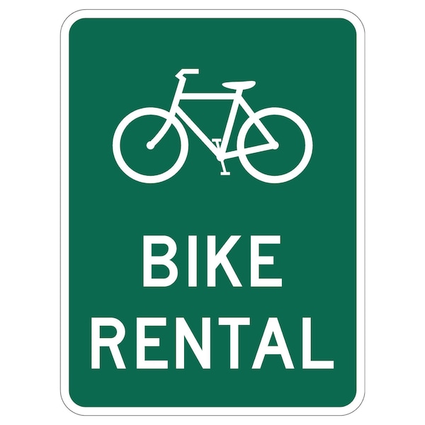 Sign Solutions Usa Bike Symbol Bike Rental, 18 in W x Vertical Rectangle, Aluminum Sign DCS10DWT1824CUS00020 - main