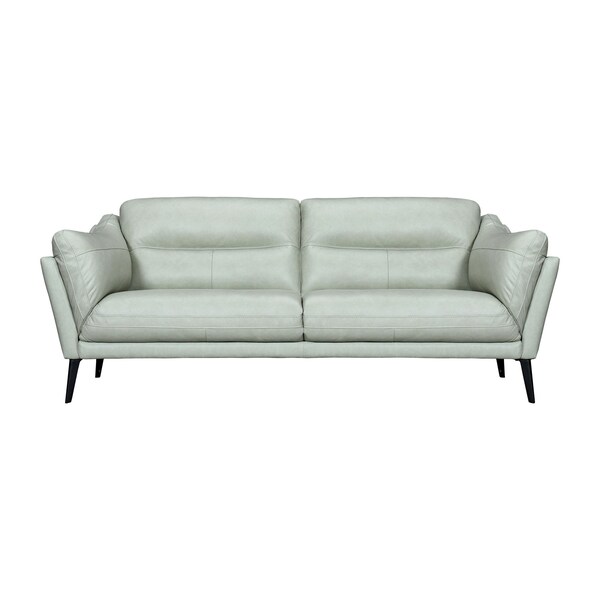 Homeroots 87" Mint Green Leather Sofa With Black Legs 546413 - main