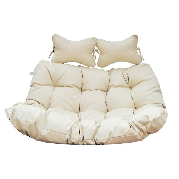 Leisuremod 2-Person Hanging Egg Chair Cushion, Weather-Resistant, Headrest & Zippered Cover ES52C-BG - main