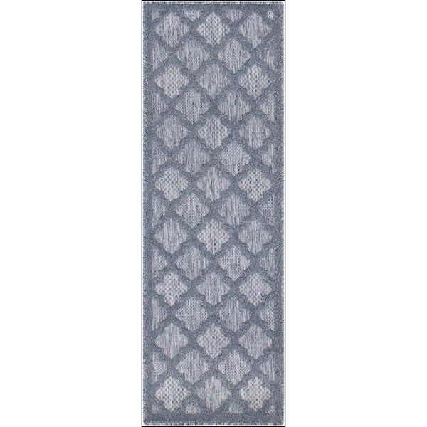 Homeroots 6' Denim Blue And Ivory Geometric Indoor Outdoor Area Rug 556289 - main