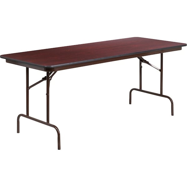 Flash Furniture Rectangle Folding Table, Laminate Top, Wood Grain YT-3072-MEL-WAL-GG - main