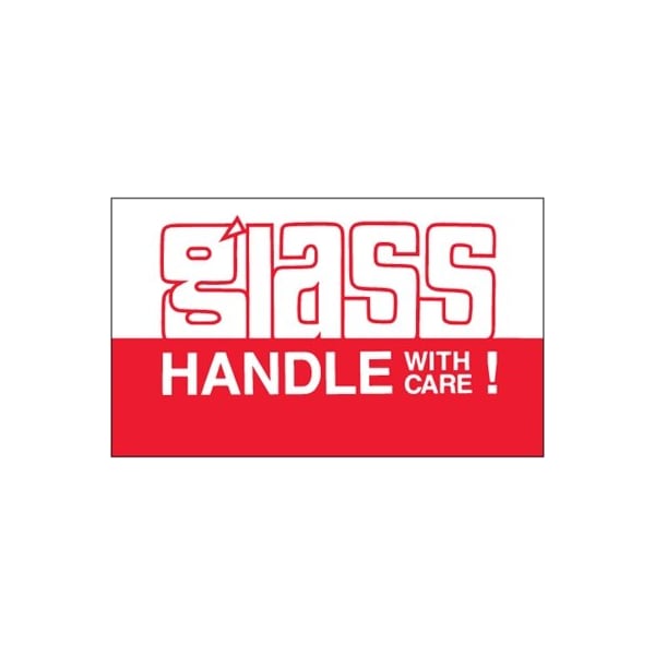 Bubblefast 3 x 5'' - '' Glass - Handle With Care'' Labels BFDL1170 - main