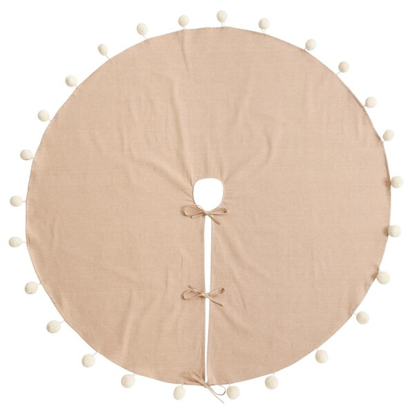 Tistheseason SARO 72 in. Round Natural Pom Pom Tree Skirt TI2658318 - main