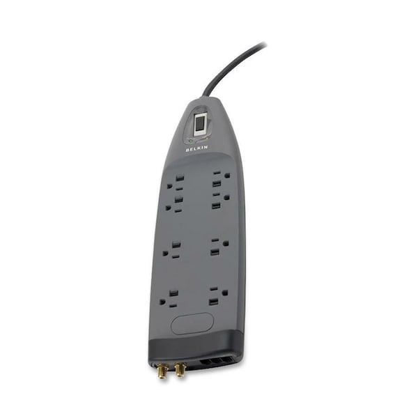 Belkin 8-OUTLET SURGE PROTECTOR - 6FT CORD - RIGHT ANGLE PLUG - 3550J - TELEPHON BE108230-06 - main