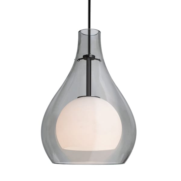 Besa Lighting Besa Elle 11 Pendant, Gray, Black Finish, 1x 9W LED 1JT-ELLE11GY-LED-BK - main
