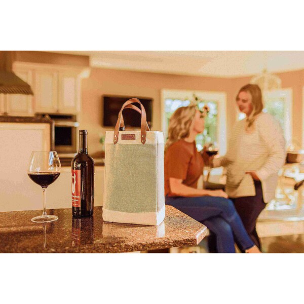 Picnic Time Family Of Brands Pinot Jute 2 Bottle Insulated Wine Bag, Beige 539-02-187-000-0 - main