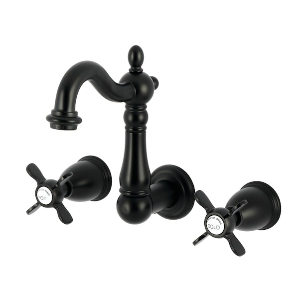 Kingston Brass Double-Handle Wall Mount Bathroom Faucet, Matte Black KS1220BEX - main