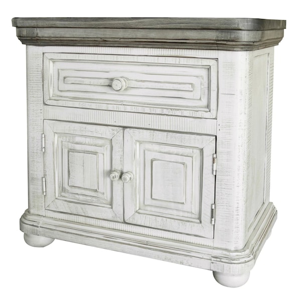 Homeroots 27" Ivory Solid Wood One Drawer Nightstand 527056 - main