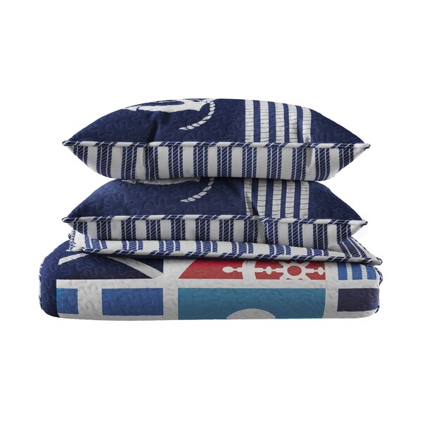 Lavish Home 3-Piece Full-Queen Quilt Set Coastal-Themed Reversible Bedspread with Sham Lightweight, Breathable 66-Q003FQ - main