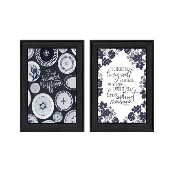 Homeroots Set Of Two The Secret Beauty Black Framed Print Wall Art, 2PK 408184 - main