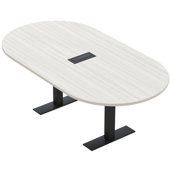 Skutchi Designs 6 Person Conference Table With Power Unit | 6' Racetrack Table | Harmony Series HAR-RAC-48X72-T.BK-WA7976-EBLK - main