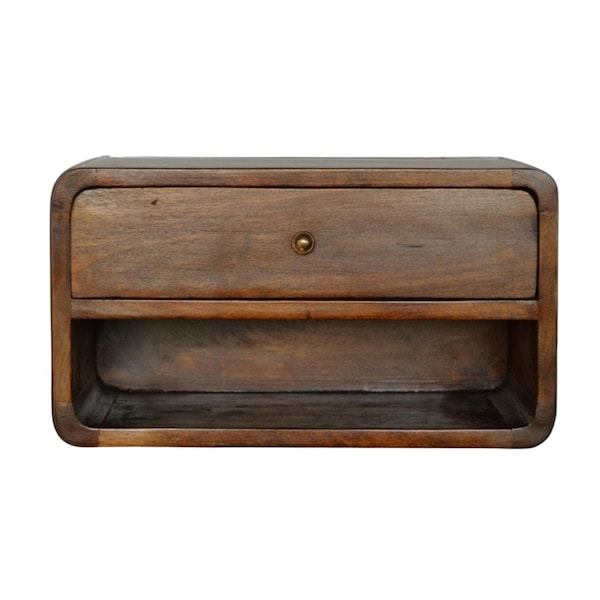 Homeroots 18" Chestnut Solid Wood One Drawer Floating Nightstand 722577 - main