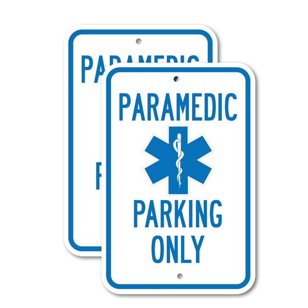 Signmission Paramedic Parking Only with Symbol, 12'' X 18'' 2 Signs, Heavy Gauge Aluminum, 2PK A-1218-2PACK-2848 - main