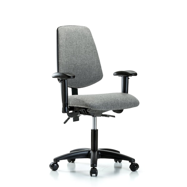 Blue Ridge Ergonomics Desk Chair Fab Desk Chair, Med, Bk, AA, Casters, Gry, Adjustable Arms, 19" to 24" Height, Fabric, Grey BR-FDHCH-MB-RG-T0-A1-RC-F44 - main