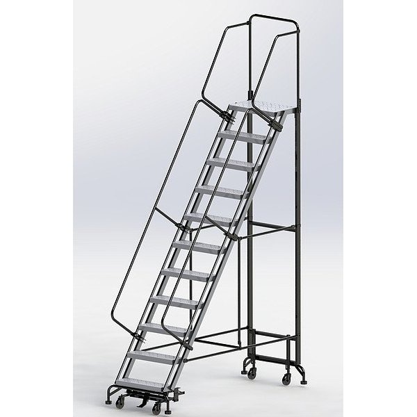 Ballymore 12.2 ft H Aluminum Rolling Ladder, 11 Steps, 450 lb Load Capacity HY-LA-113214P - main