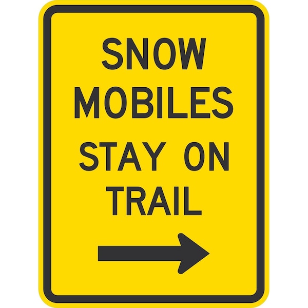 Lyle Snow Mobiles Stay On Trail (w/Right Arrow), 18x24, Non-Reflective, Yellow G-11085-NA_18x24 - main