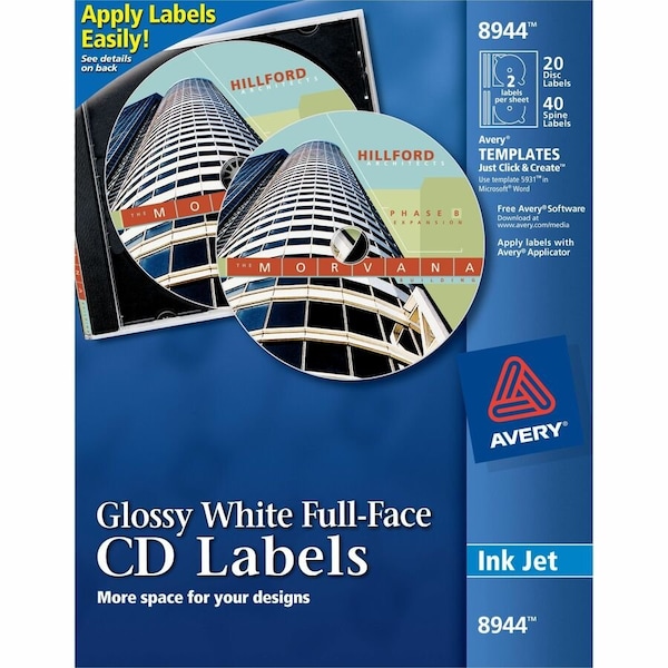 Avery Full-Face CD Labels, Permanent Adhesive, 8944 - main
