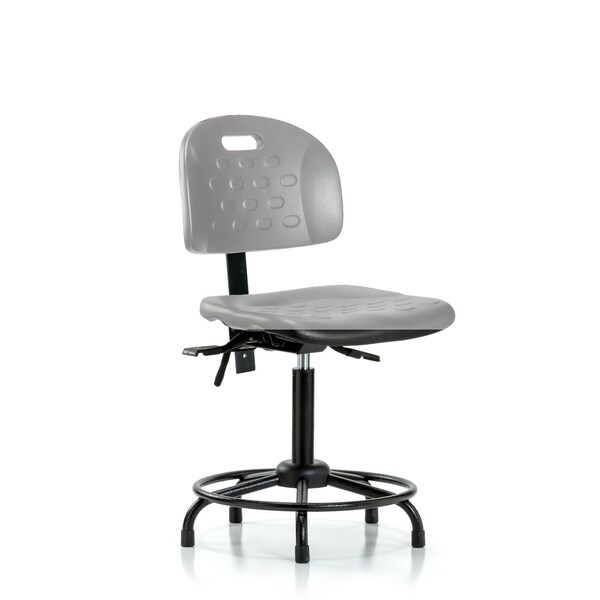 Blue Ridge Ergonomics Poly Chair with Round Tube Base - Medium Bench Height with Stationary Glides in Gray Poly HPMBCH-RT-T0-A0-RG-GRY - main