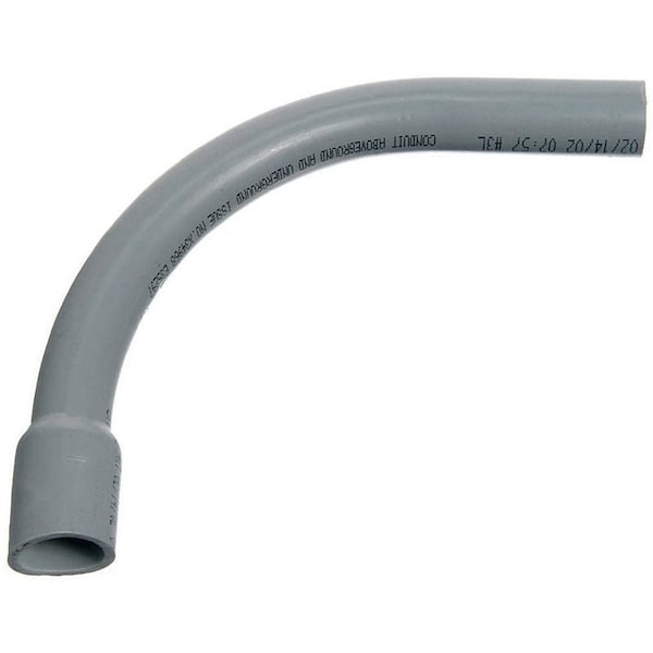 Carlon Elbow, 1-1/4 in Trade Size, 90 deg Angle, SCH 40 Schedule Rating, PVC, Bell End, Gray UA9AGB-CTN - main