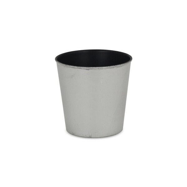 Homeroots 5in Silver Recycled Plastic Indoor Outdoor Round Pot Planter 488320 - main