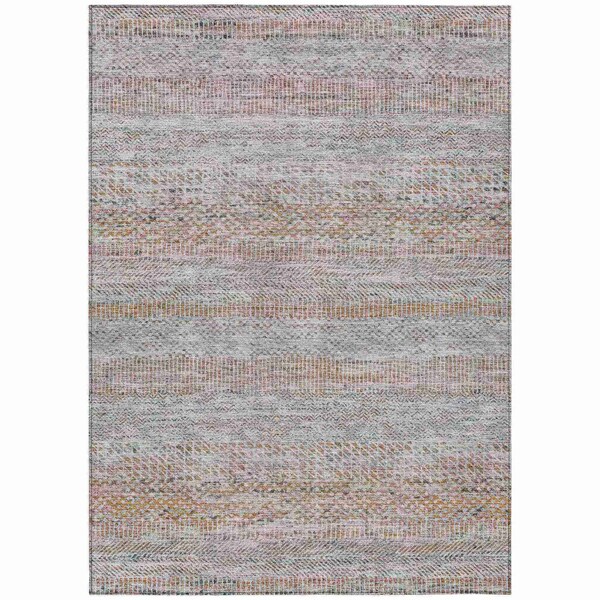 Homeroots 3' X 5' Linen And Gray Striped Washable Indoor Outdoor Area Rug 615668 - main