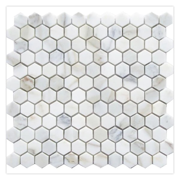 Apollo Tile 11x12 Calacatta Gold Honed Marble Mosaic Hexagon Wall and Floor Tile 4.55 sq ft/case, 5PK APLTSC88G44HA - main