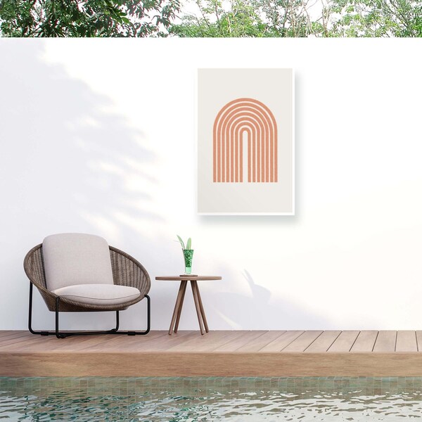 Trademark Fine Art Outdoor Canvas Art THE MIUUS STUDIO 'Orange Minimalist Arch' Wall Art for Patios, or Gardens 1X29166-OC1219WR - main
