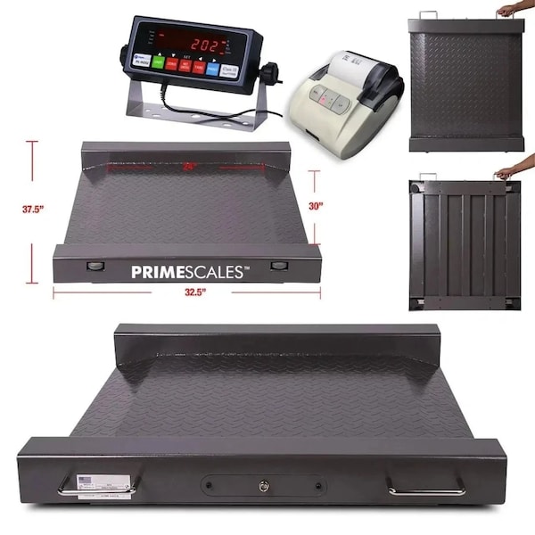Prime Systems Drum Floor Scale Easy Ramp Access 1000 lb x 0.2 lb with PS-35 Thermal Printer PS-1KRAW-PS-35 - main