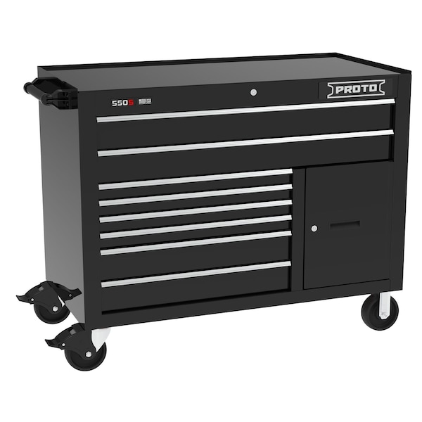 Proto 550 Series Rolling Cabinet, 8 Drawer, Black, Steel, 50 in W x 25-1/4 in D x 41 in H J555041B-8BK-2S - main