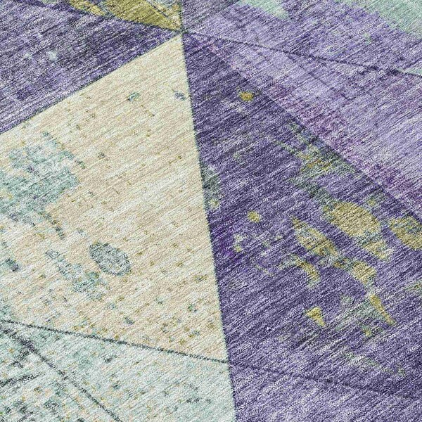 Homeroots 5' X 8' Eggplant And Gold Geometric Washable Indoor Outdoor Area Rug 618710 - main